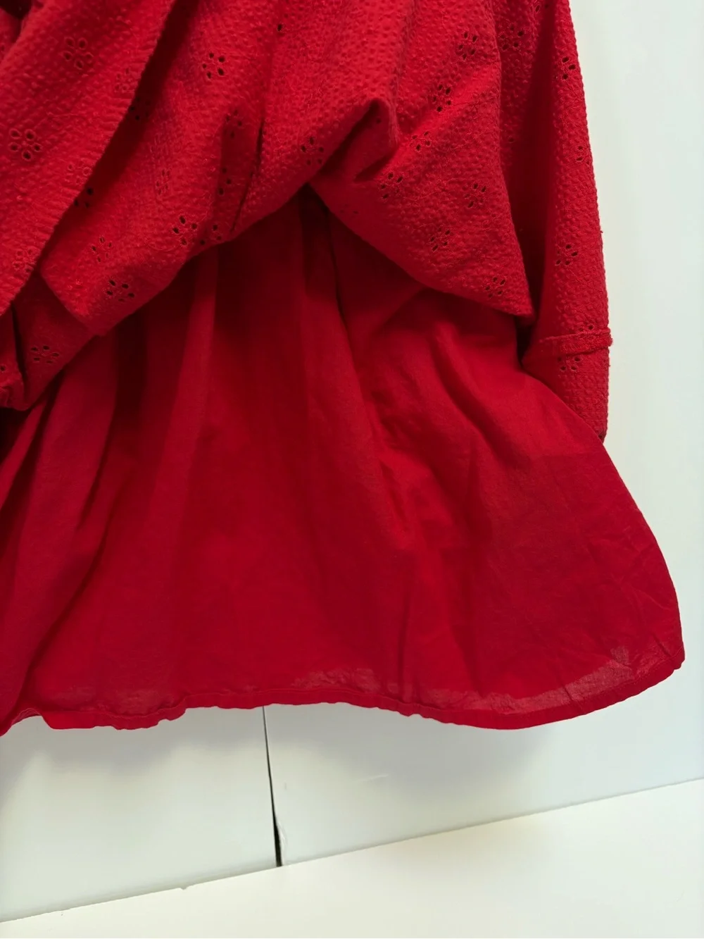 NEXT Red Eyelet Ruffle-Trim Dress 2-3 yrs